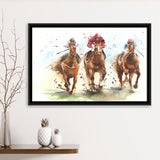 The Jockey And The Horse Sport Races Horses Framed Canvas Prints Wall Art Decor, Framed Picture, Floating Frame