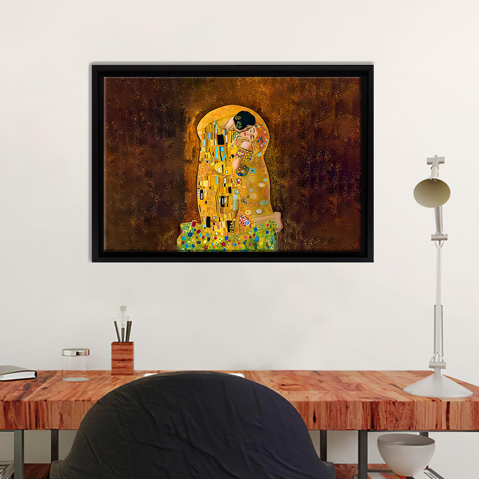 The Kiss By Gustav Klimt Framed Canvas Wall Art - Framed Prints, Canvas Prints, Prints for Sale, Canvas Painting
