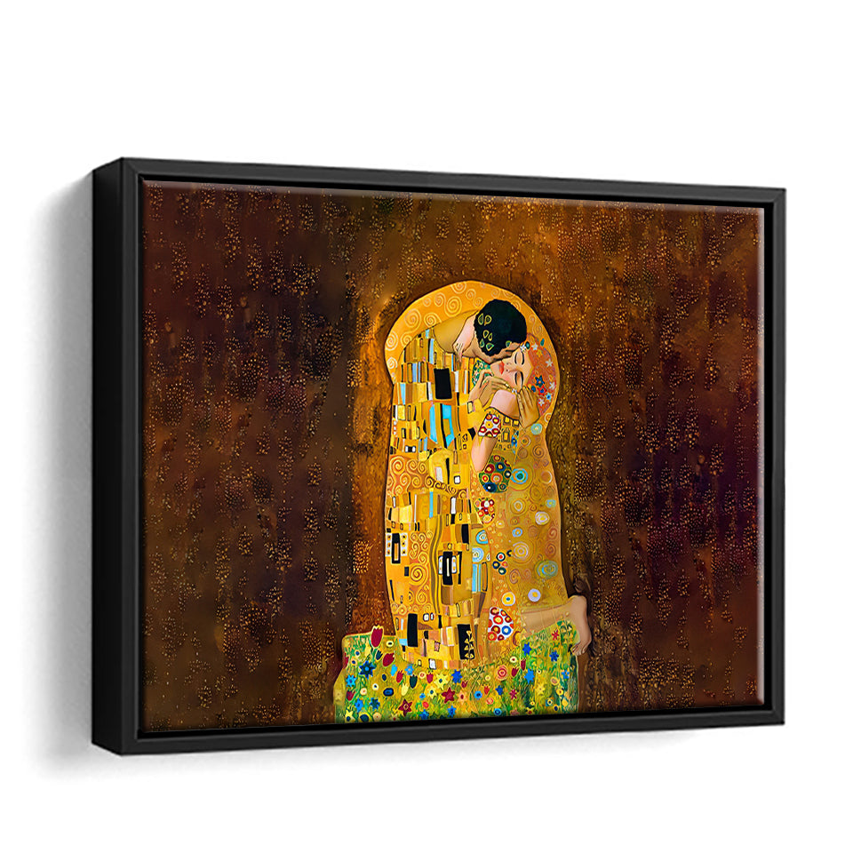 The Kiss By Gustav Klimt Framed Canvas Wall Art - Framed Prints, Canvas Prints, Prints for Sale, Canvas Painting