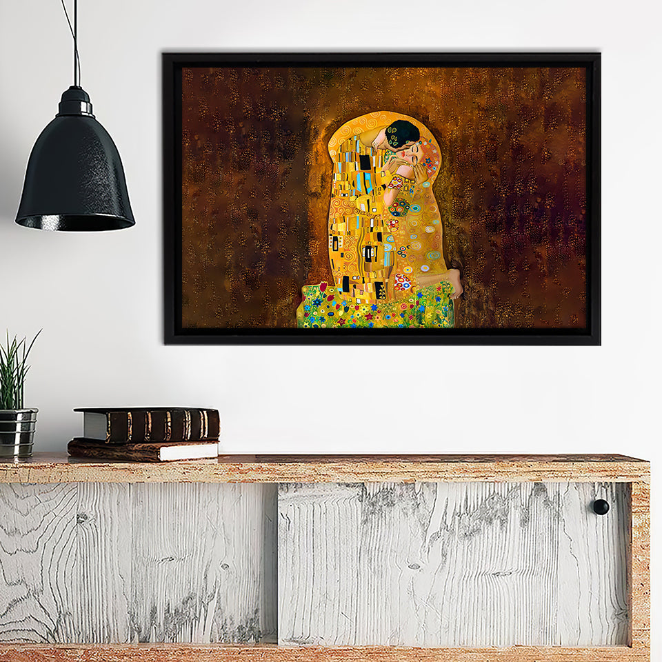 The Kiss By Gustav Klimt Framed Canvas Wall Art - Framed Prints, Canvas Prints, Prints for Sale, Canvas Painting