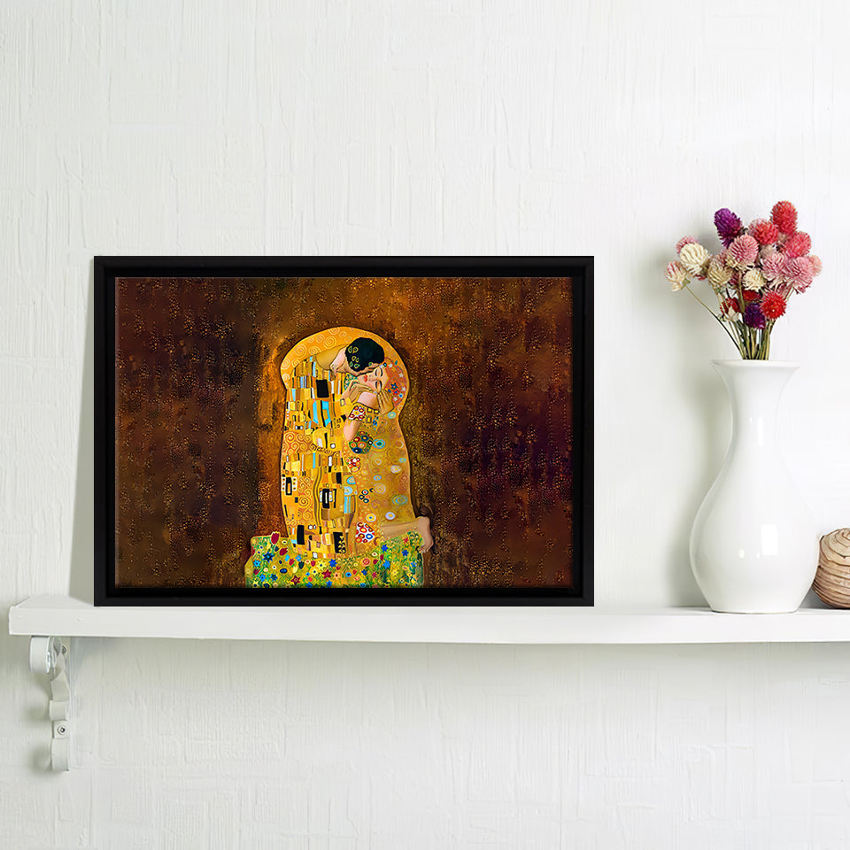 The Kiss By Gustav Klimt Framed Canvas Wall Art - Framed Prints, Canvas Prints, Prints for Sale, Canvas Painting