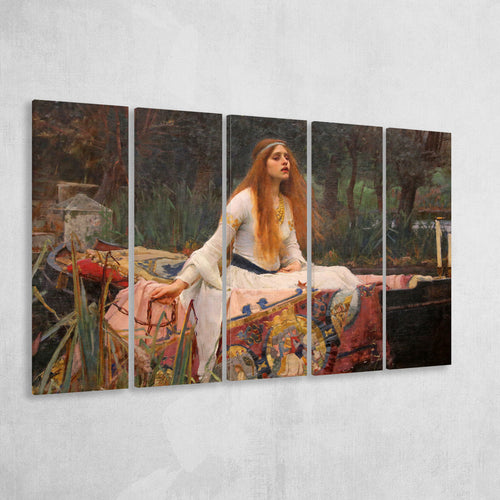 The Lady Of Shalott, John William Waterhouse, Woman Painting, 5 Pieces B, Canvas Prints Wall Art Home Decor,X Large Canvas