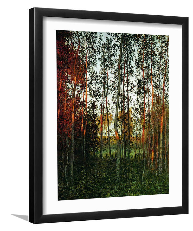 The Last Rays Of The Sun. Aspen Forest By Isaac Levitan-Canvas Art,Art Print,Framed Art,Plexiglass cover