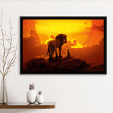 The Lion King Dad And Son, Dad Gift Framed Canvas Prints Wall Art, Floating Frame, Large Canvas Home Decor