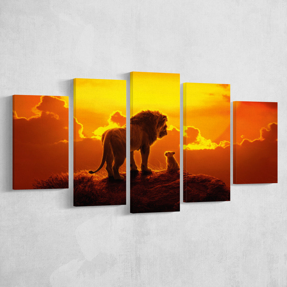 The Lion King Dad And Son, Dad Gift, 5 Panel Canvas Prints Wall Art,Mixed Canvas, Large Canvas