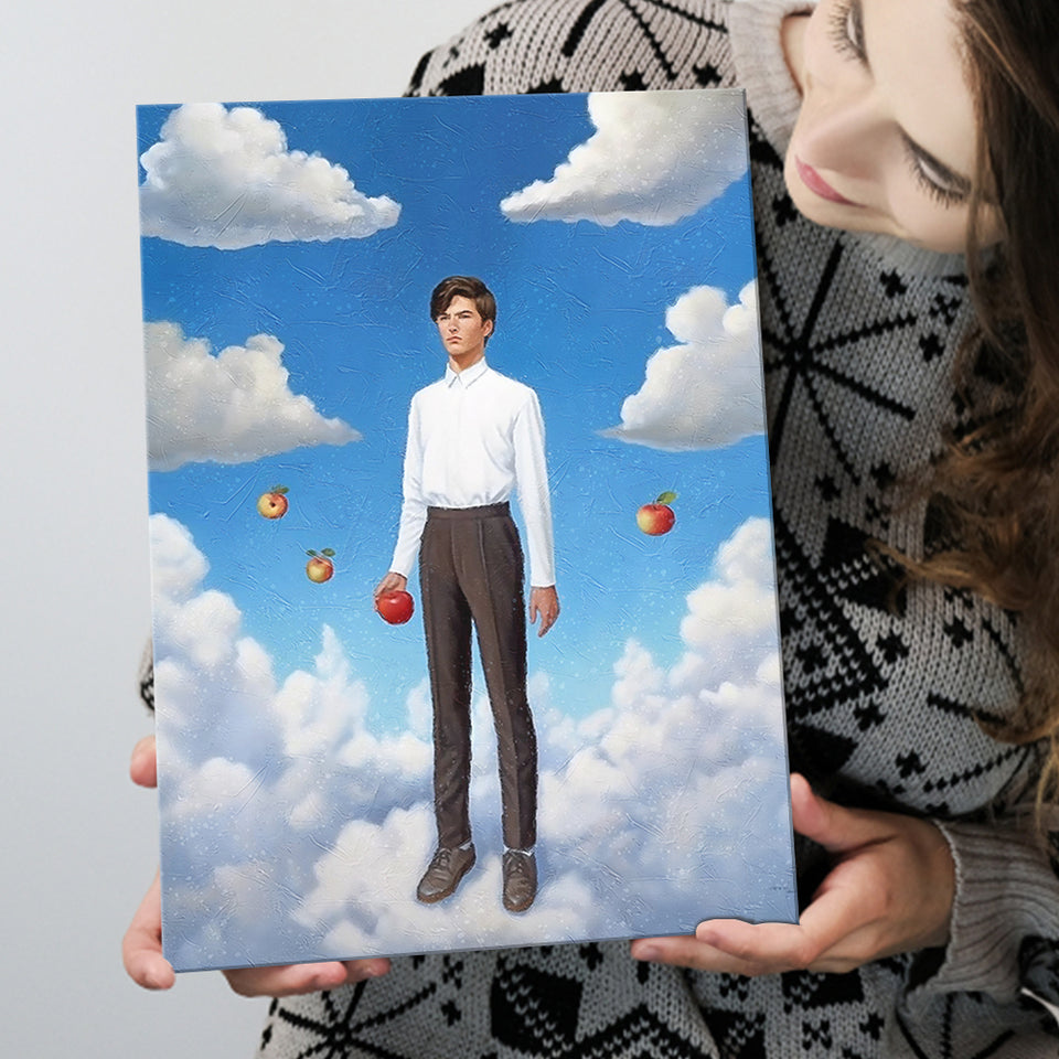 The Man Flying With Apples Canvas Prints Wall Art, Home Living Room Decor, Large Canvas