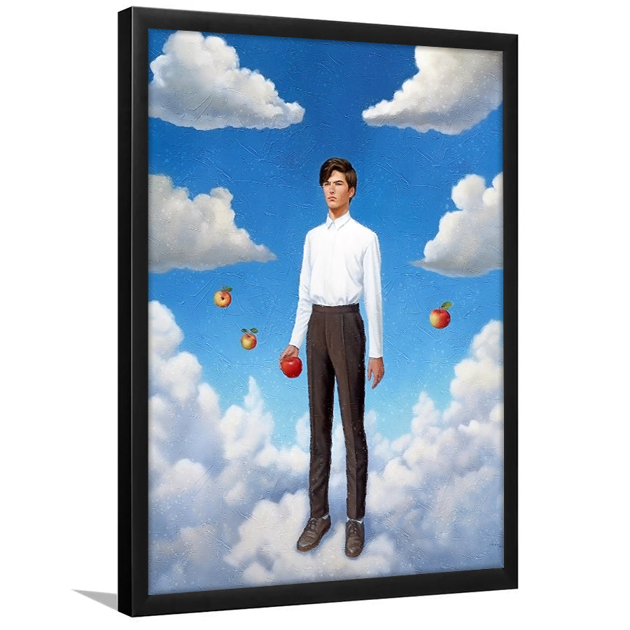 The Man Flying With Apples Framed Art Prints Wall Decor, Framed Picture, Large Picture