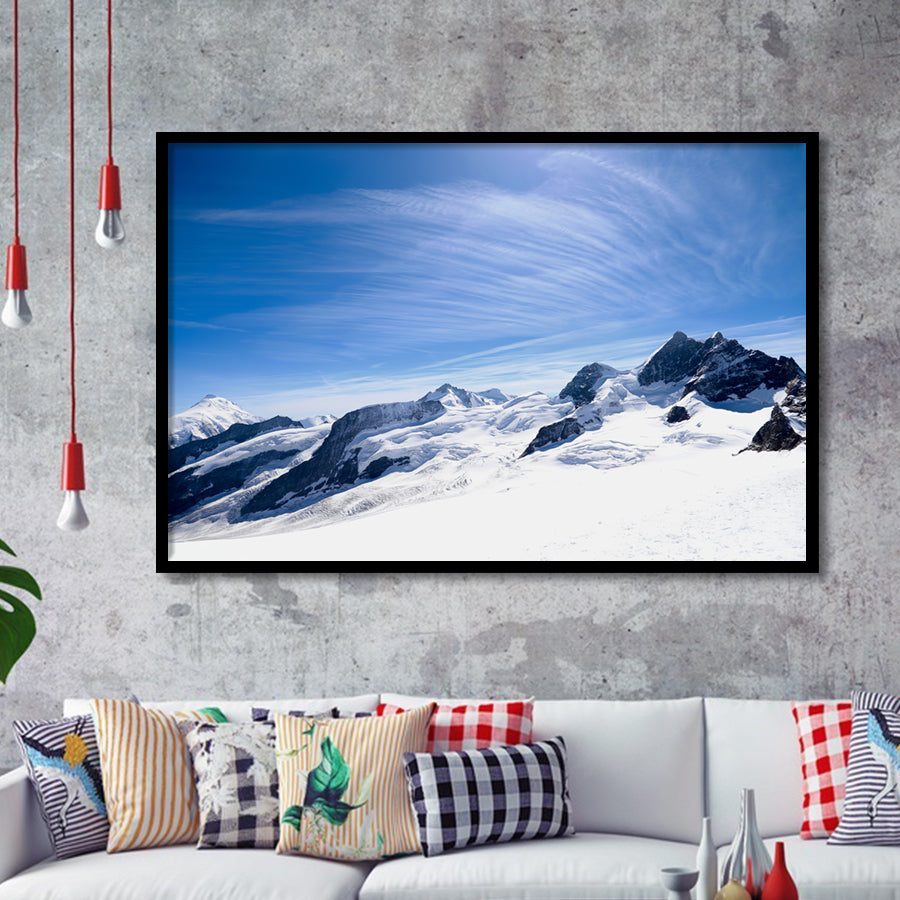The Mountains Of The Titlis Valley Are Covered By Snow Switzerland Framed Art Prints Wall Decor - Painting Art, Wall Art, Home Decor