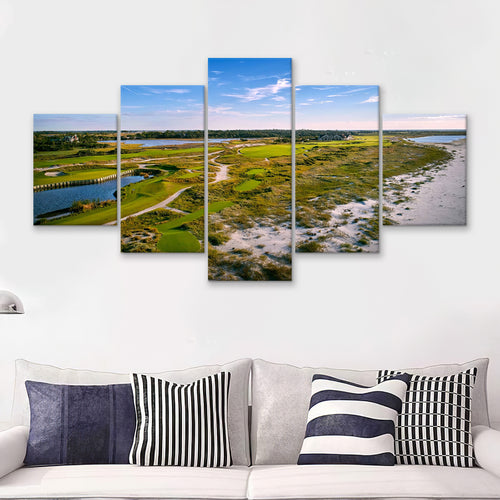 The Ocean Course At Kiawah Island Golf Resort 5 Pieces Canvas Prints Wall Art - Painting Canvas, Multi Panel