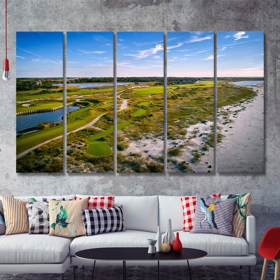 The Ocean Course At Kiawah Island Golf Resort 5 Pieces B Canvas Prints Wall Art - Painting Canvas, Multi Panel