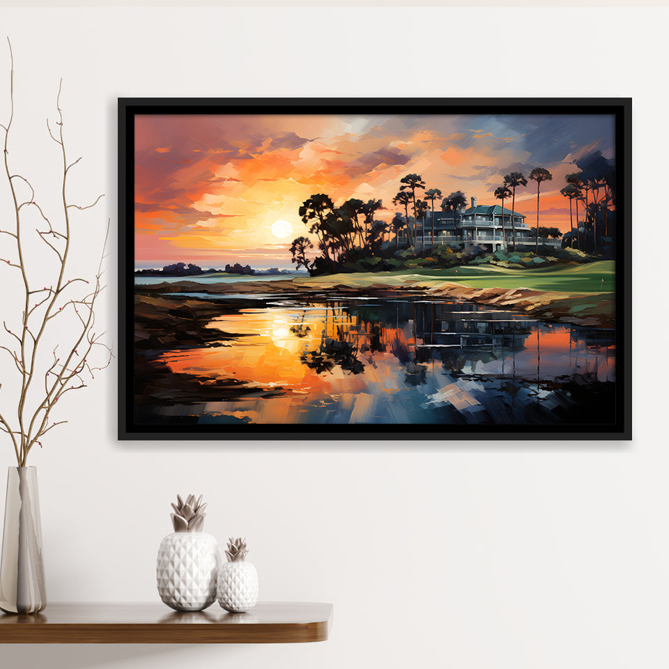 The Ocean Course At Kiawah Island Golf Resort Painting Framed Canvas Prints Wall Art Home Decor, Painting Canvas, Floating Frame
