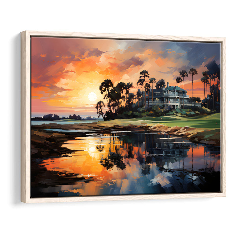 The Ocean Course At Kiawah Island Golf Resort Painting Framed Canvas Prints Wall Art Home Decor, Painting Canvas, Floating Frame