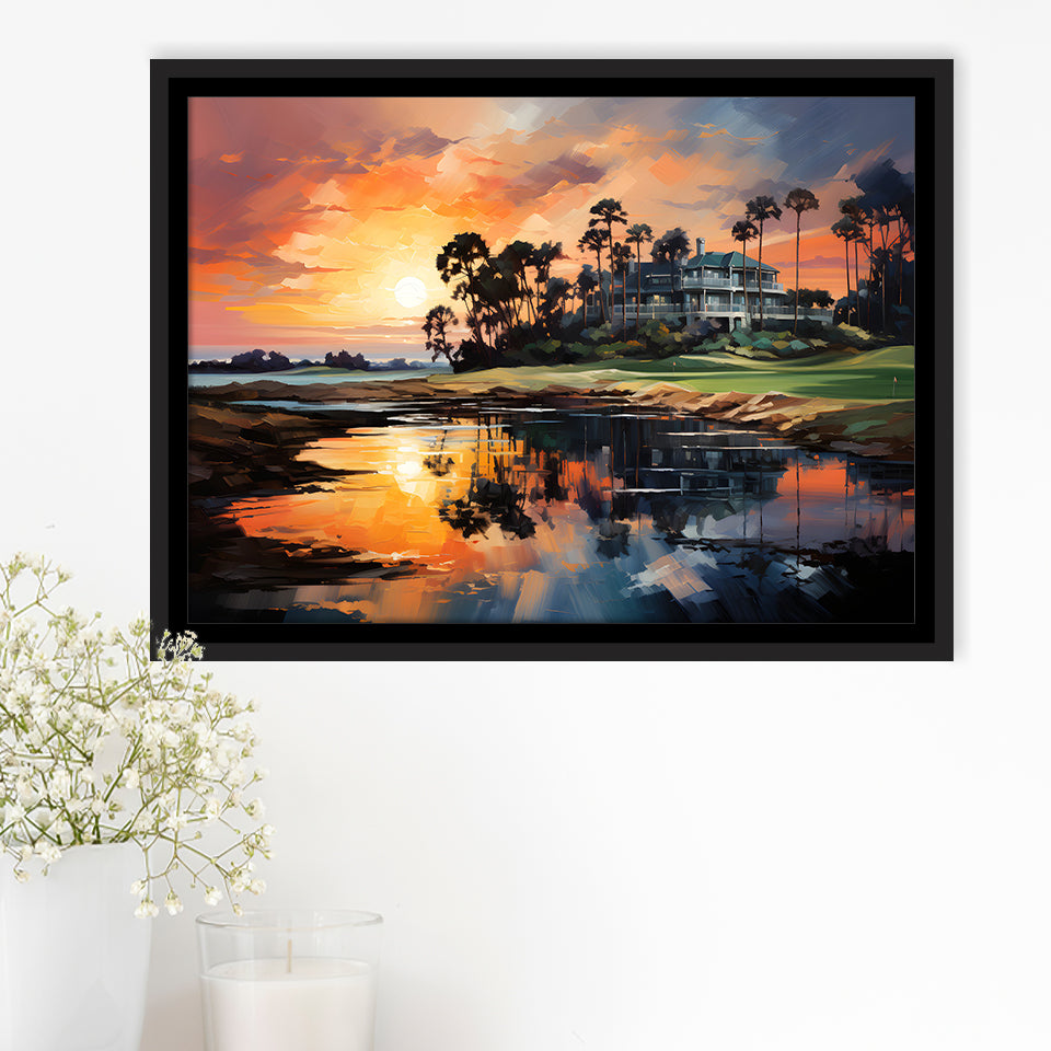 The Ocean Course At Kiawah Island Golf Resort Painting Framed Canvas Prints Wall Art Home Decor, Painting Canvas, Floating Frame
