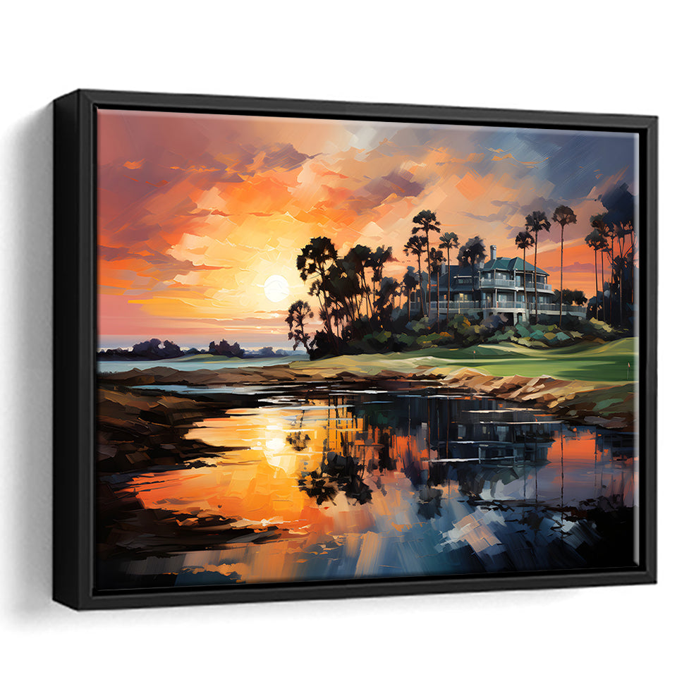 The Ocean Course At Kiawah Island Golf Resort Painting Framed Canvas Prints Wall Art Home Decor, Painting Canvas, Floating Frame