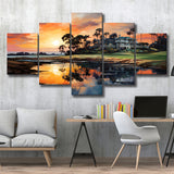 The Ocean Course At Kiawah Island Golf Resort Painting 5 Panels Canvas Prints Wall Art Home Decor, Large Mixed Canvas