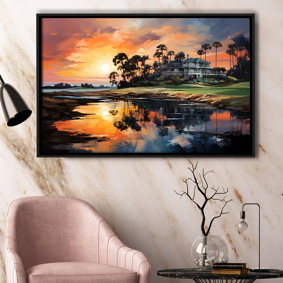 The Ocean Course At Kiawah Island Golf Resort Painting Framed Canvas Prints Wall Art Home Decor, Painting Canvas, Floating Frame
