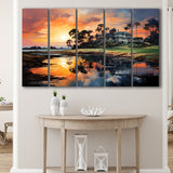 The Ocean Course At Kiawah Island Golf Resort Painting 5 Panels B Canvas Prints Wall Art Home Decor, Extra Large Canvas