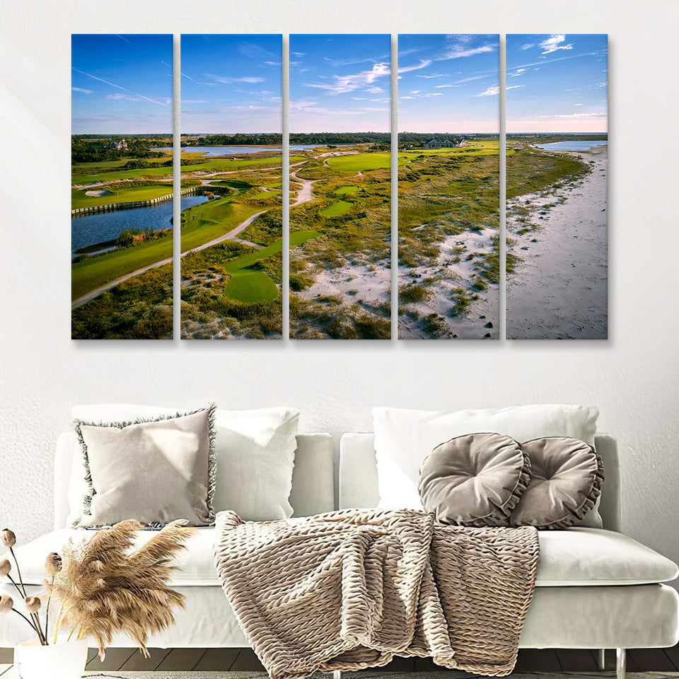 The Ocean Course At Kiawah Island Golf Resort 5 Pieces B Canvas Prints Wall Art - Painting Canvas, Multi Panel