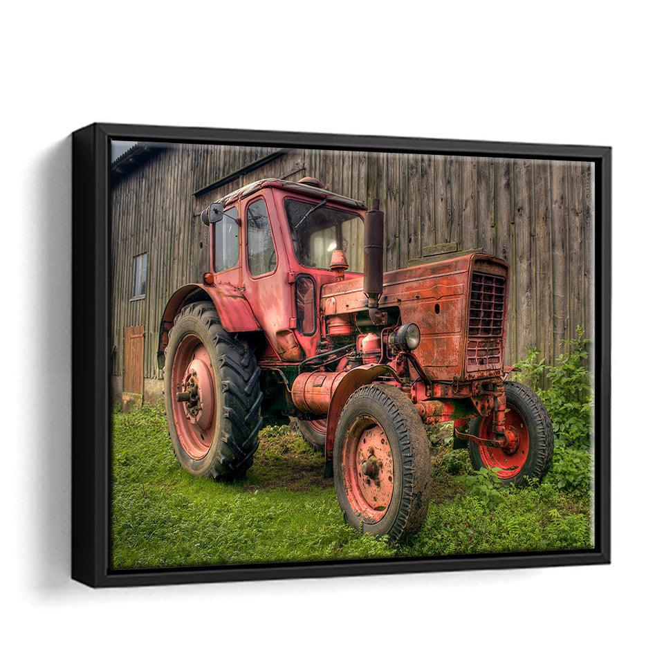 The Old Tractor Hdr Canvas Wall Art - Canvas Print, Framed Canvas, Painting Canvas