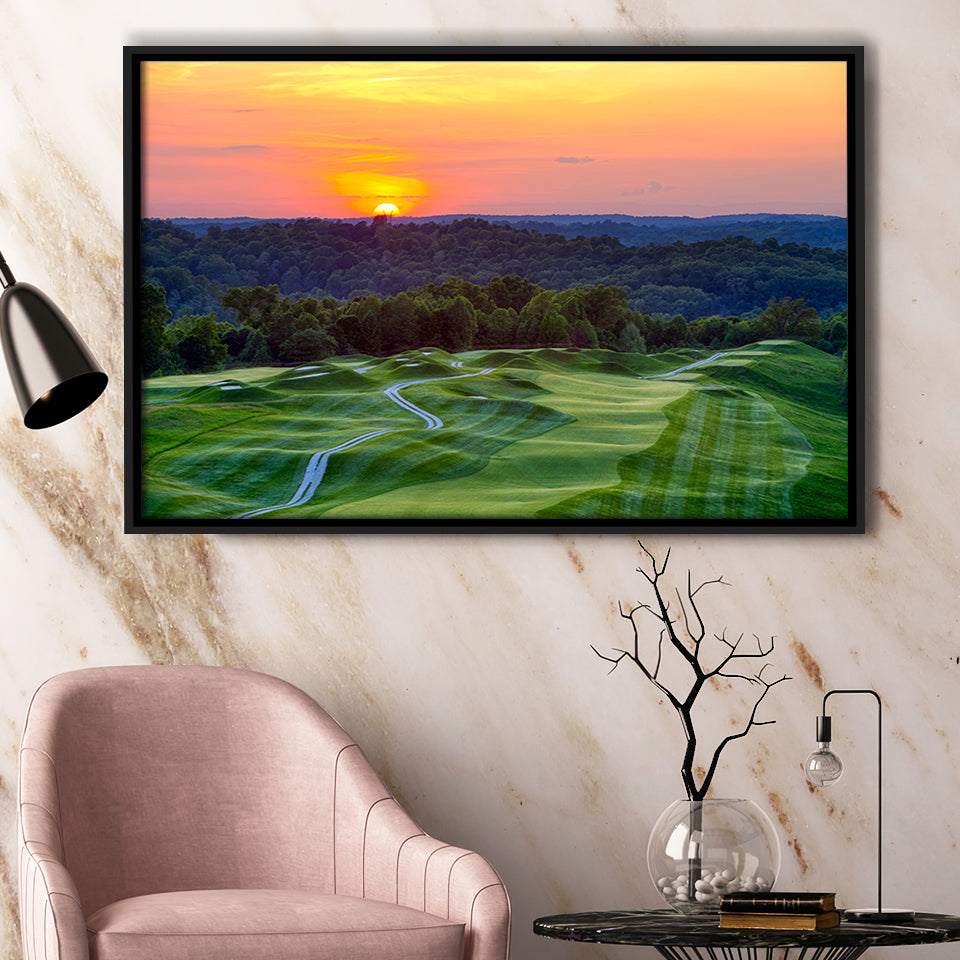 The Pete Dye Course At French Lick, Golf Art Print, Framed Canvas Prints Wall Art Decor, Floating Frame