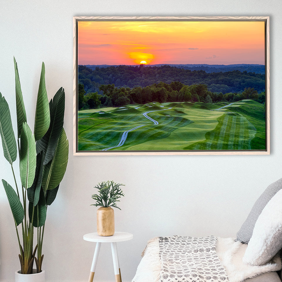 The Pete Dye Course At French Lick, Golf Art Print, Framed Canvas Prints Wall Art Decor, Floating Frame