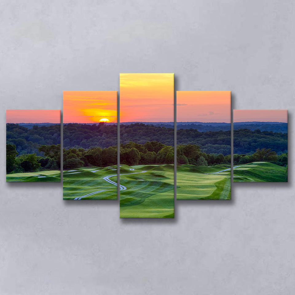 The Pete Dye Course At French Lick, Golf Art Print, 5 Panels Canvas Prints Wall Art Decor