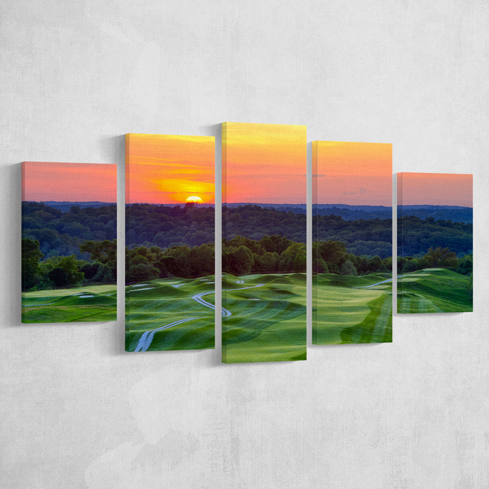 The Pete Dye Course At French Lick, Golf Art Print, 5 Panels Canvas Prints Wall Art Decor