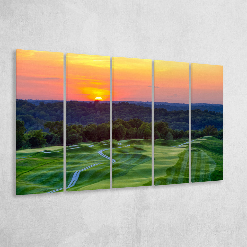 The Pete Dye Course At French Lick, 5 Panels Extra Large Canvas Prints Wall Art Decor