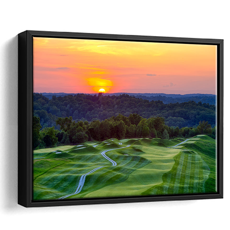 The Pete Dye Course At French Lick, Golf Art Print, Framed Canvas Prints Wall Art Decor, Floating Frame