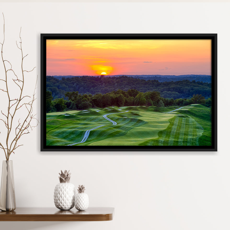 The Pete Dye Course At French Lick, Golf Art Print, Framed Canvas Prints Wall Art Decor, Floating Frame