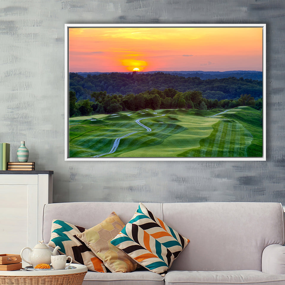 The Pete Dye Course At French Lick, Golf Art Print, Framed Canvas Prints Wall Art Decor, Floating Frame