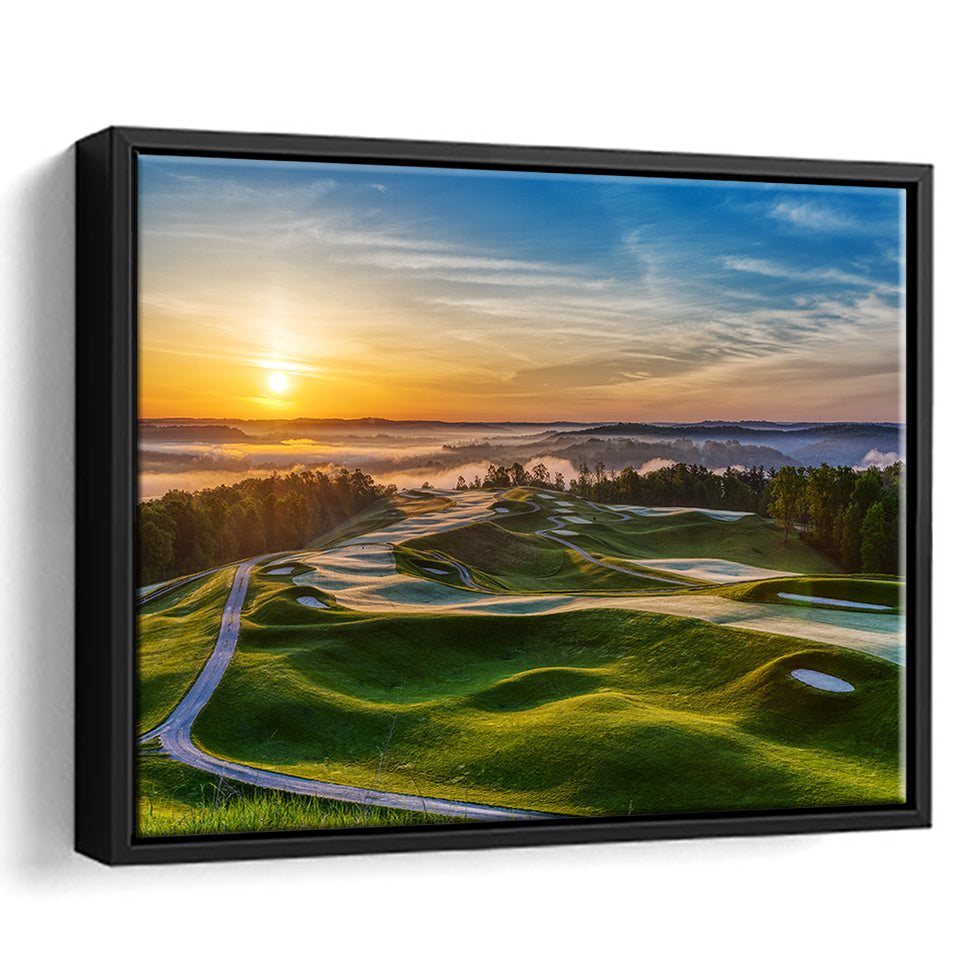 The Pete Dye Golf Course At French, Golf Art Print, Framed Canvas Prints Wall Art Decor, Floating Frame