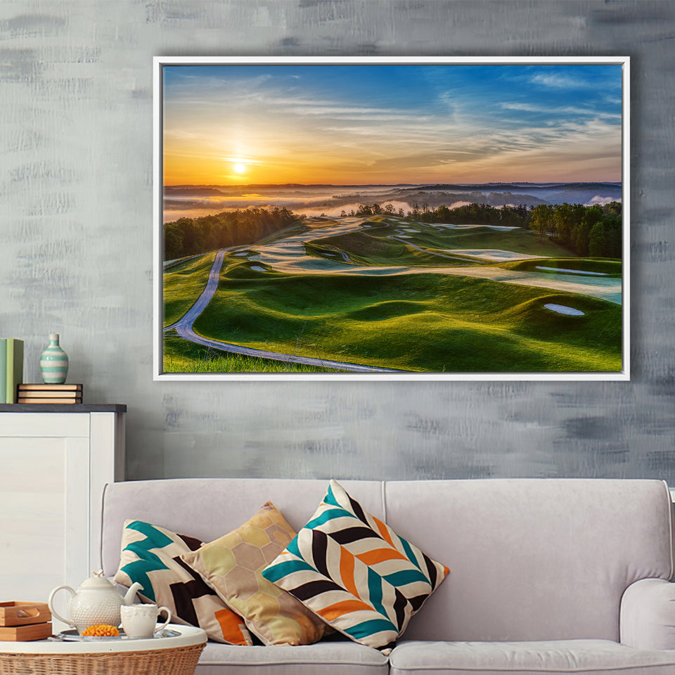 The Pete Dye Golf Course At French, Golf Art Print, Framed Canvas Prints Wall Art Decor, Floating Frame