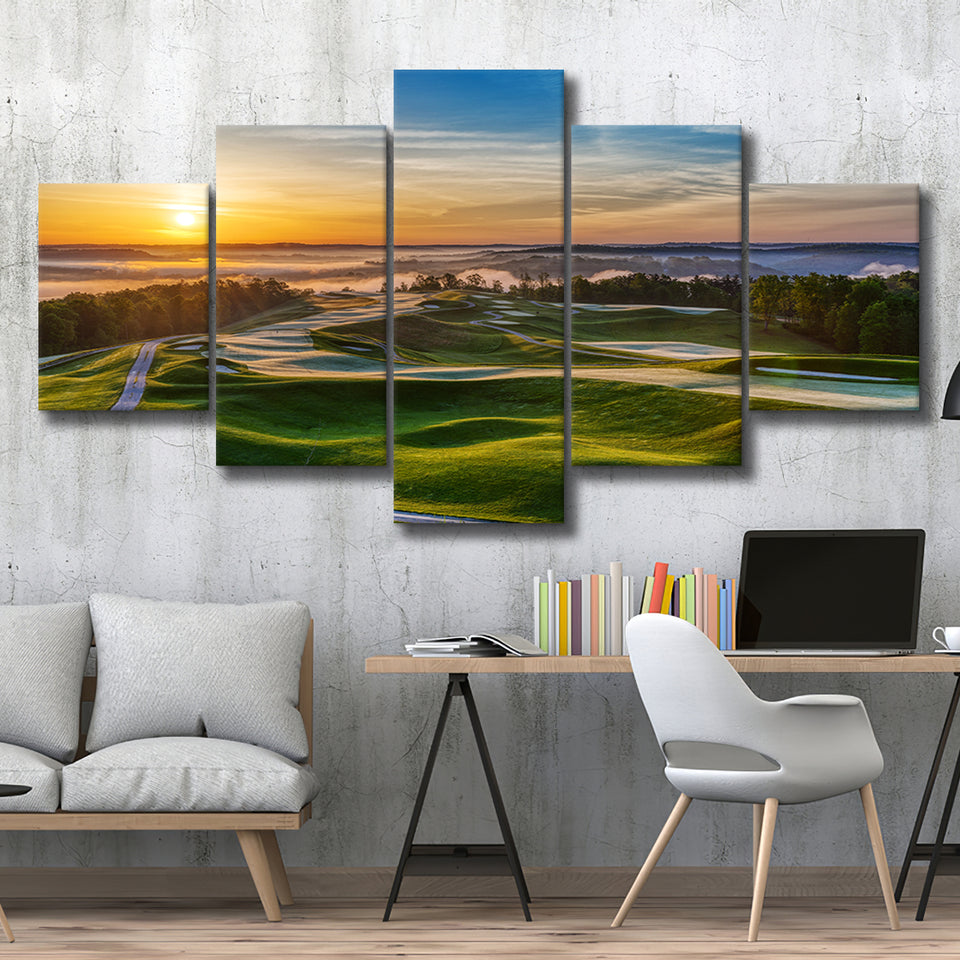 The Pete Dye Golf Course At French, Golf Art Print, 5 Panels Canvas Prints Wall Art Decor
