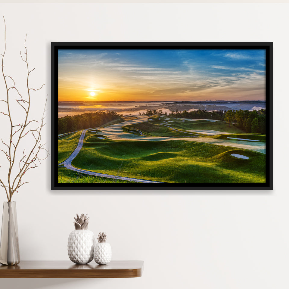 The Pete Dye Golf Course At French, Golf Art Print, Framed Canvas Prints Wall Art Decor, Floating Frame