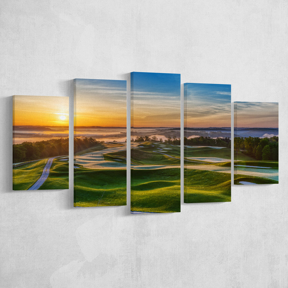 The Pete Dye Golf Course At French, Golf Art Print, 5 Panels Canvas Prints Wall Art Decor