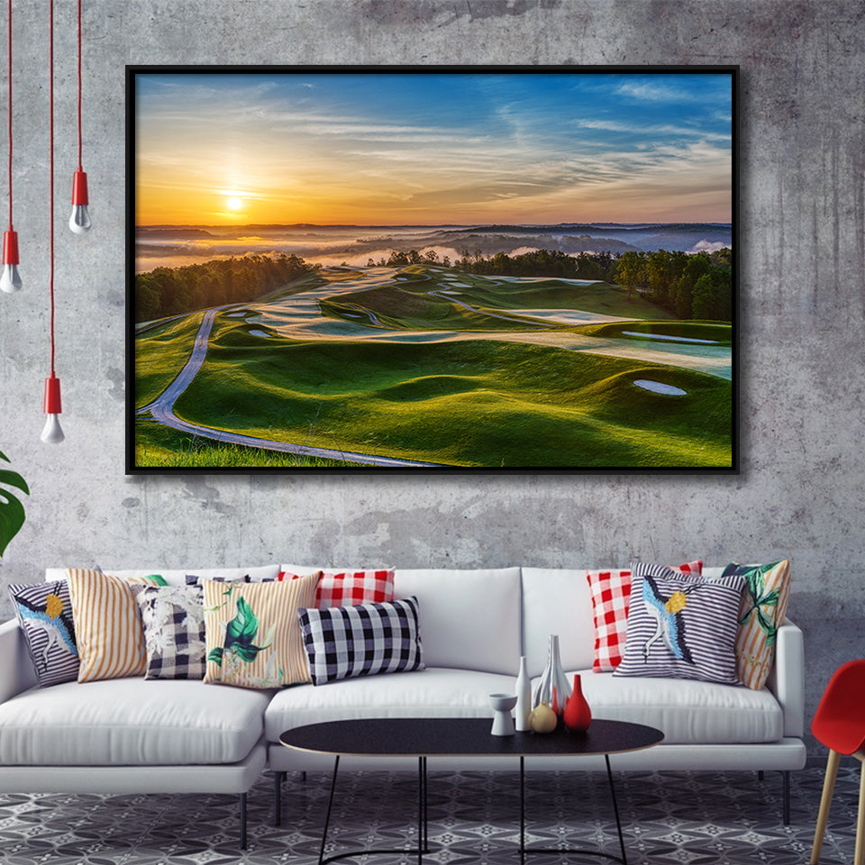 The Pete Dye Golf Course At French, Golf Art Print, Framed Canvas Prints Wall Art Decor, Floating Frame