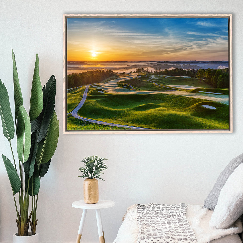 The Pete Dye Golf Course At French, Golf Art Print, Framed Canvas Prints Wall Art Decor, Floating Frame