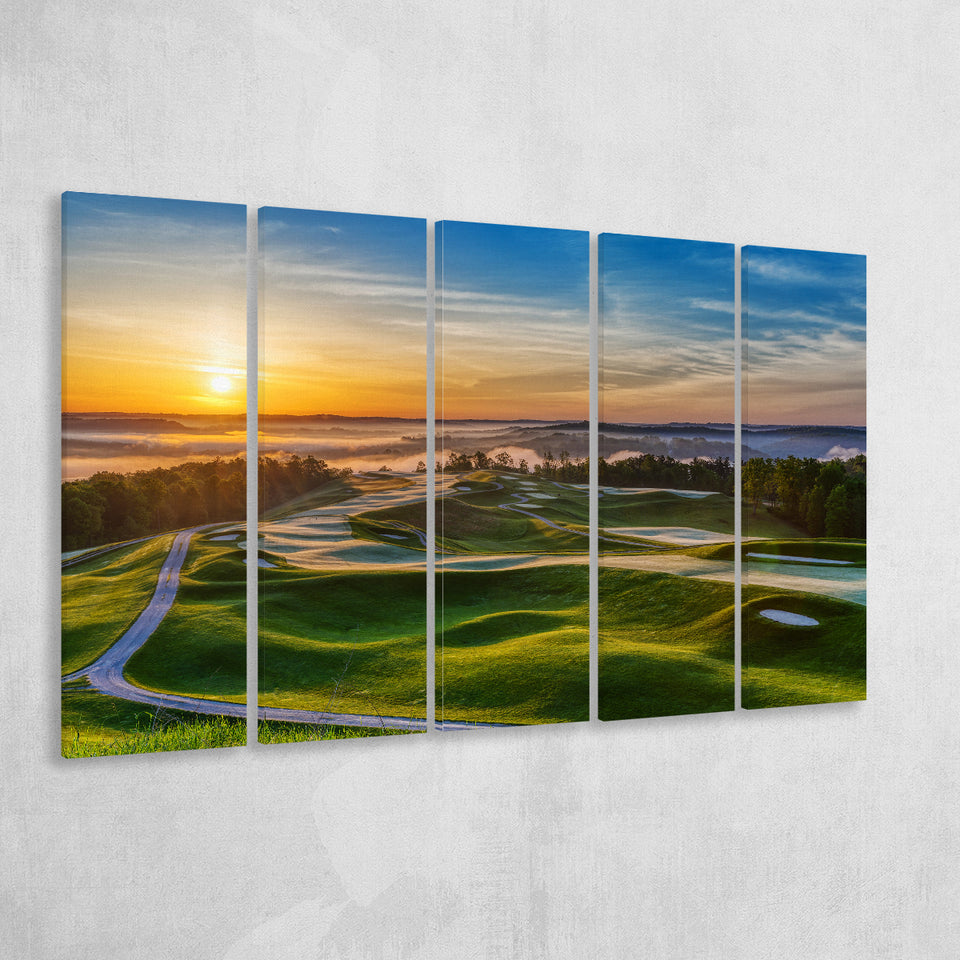 The Pete Dye Golf Course At French, 5 Panels Extra Large Canvas Prints Wall Art Decor