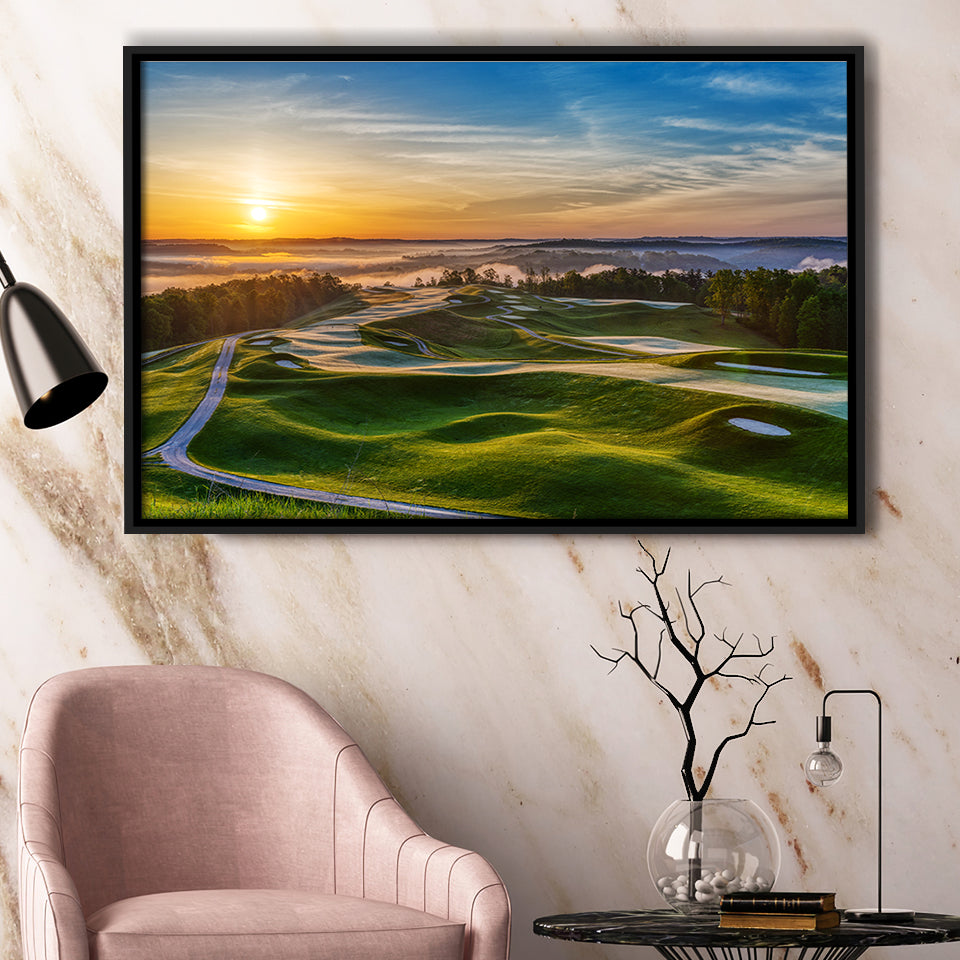 The Pete Dye Golf Course At French, Golf Art Print, Framed Canvas Prints Wall Art Decor, Floating Frame
