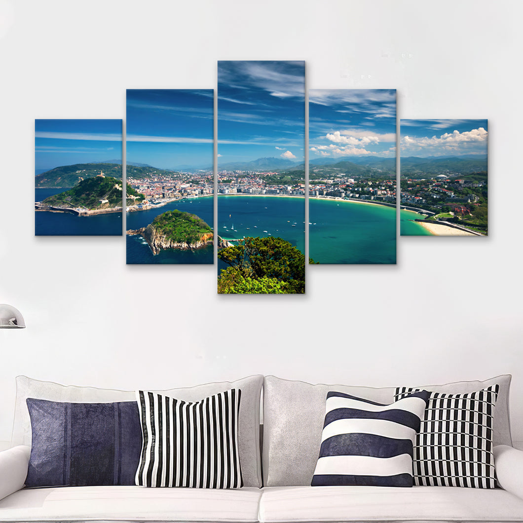 The San Sebastian Representing The Busy Life Spain 5 Pieces Canvas Prints Wall Art - Painting Canvas, Multi Panels, Wall Decor