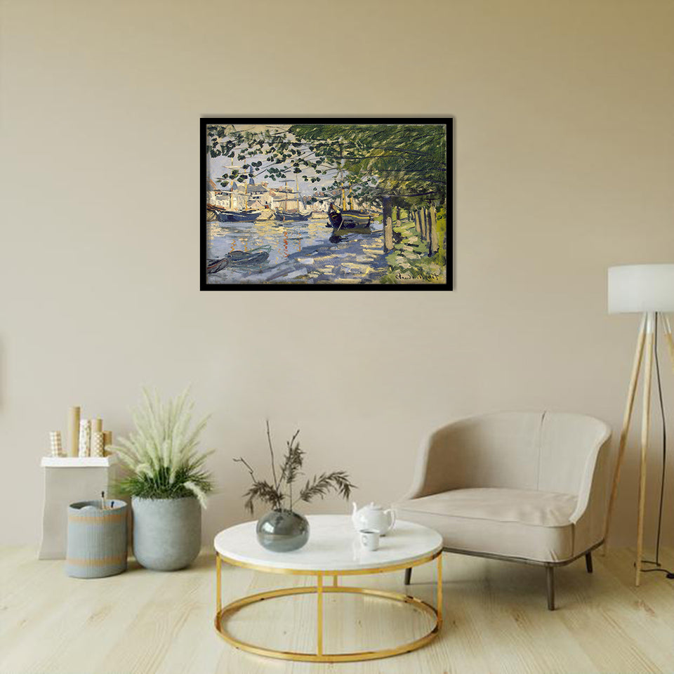 The Seine At Rouen By Claude Monet-Art Print,Canvas Art,Frame Art,Plexiglass Cover