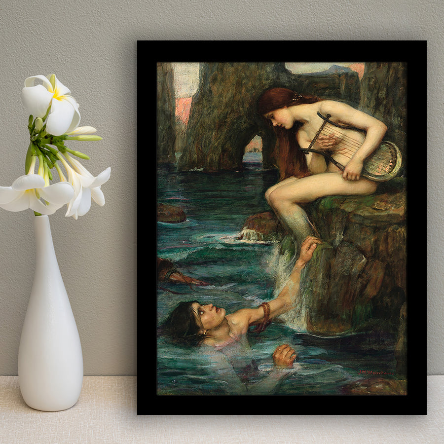 The Siren By John Waterhouse, Framed Art Prints Wall Art Home Decor, Ready to Hang
