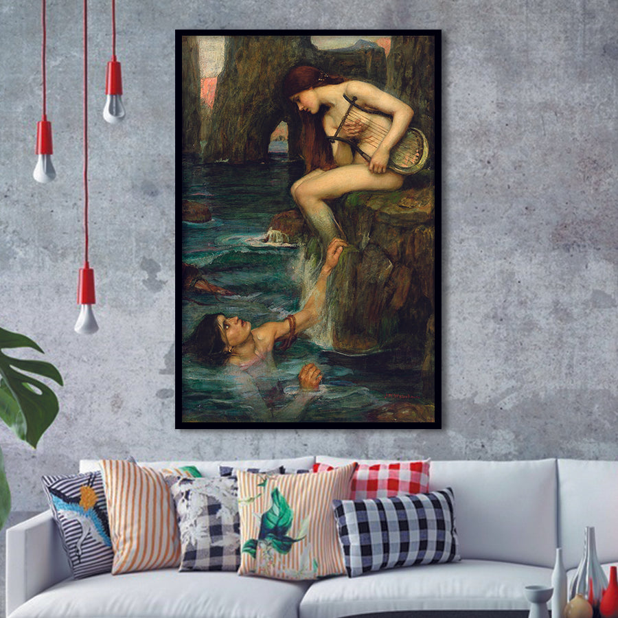 The Siren By John Waterhouse, Framed Art Prints Wall Art Home Decor, Ready to Hang