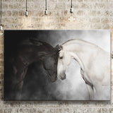 The Stallion And The Mare Wild Horses Black And White Canvas Prints Wall Art Decor - Painting Canvas,Home Decor,Ready to Hang