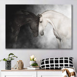The Stallion And The Mare Wild Horses Black And White Canvas Prints Wall Art Decor - Painting Canvas,Home Decor,Ready to Hang