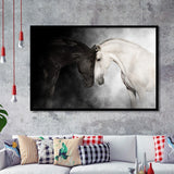 The Stallion And The Mare Wild Horses Black And White Framed Art Prints Wall Art Decor, Framed Picture, Home Decor