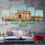 The Taj Mahal Palace Hotel And Gateway Of India 5 Piece Multi Panels Canvas Prints Wall Art - Painting Canvas,Wall Decor