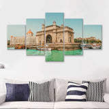 The Taj Mahal Palace Hotel And Gateway Of India 5 Piece Multi Panels Canvas Prints Wall Art - Painting Canvas,Wall Decor