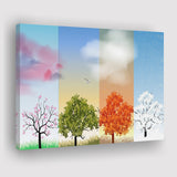 The Tree And Lake Reflection Of The Four Seasons Of The Year Canvas Prints Wall Art - Painting Canvas, Wall Decor, Home Decor, Prints for Sale